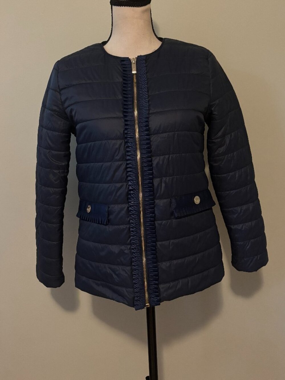 Patty Kim "Bridgette" Navy Quilted Puffer Jacket XS NWT